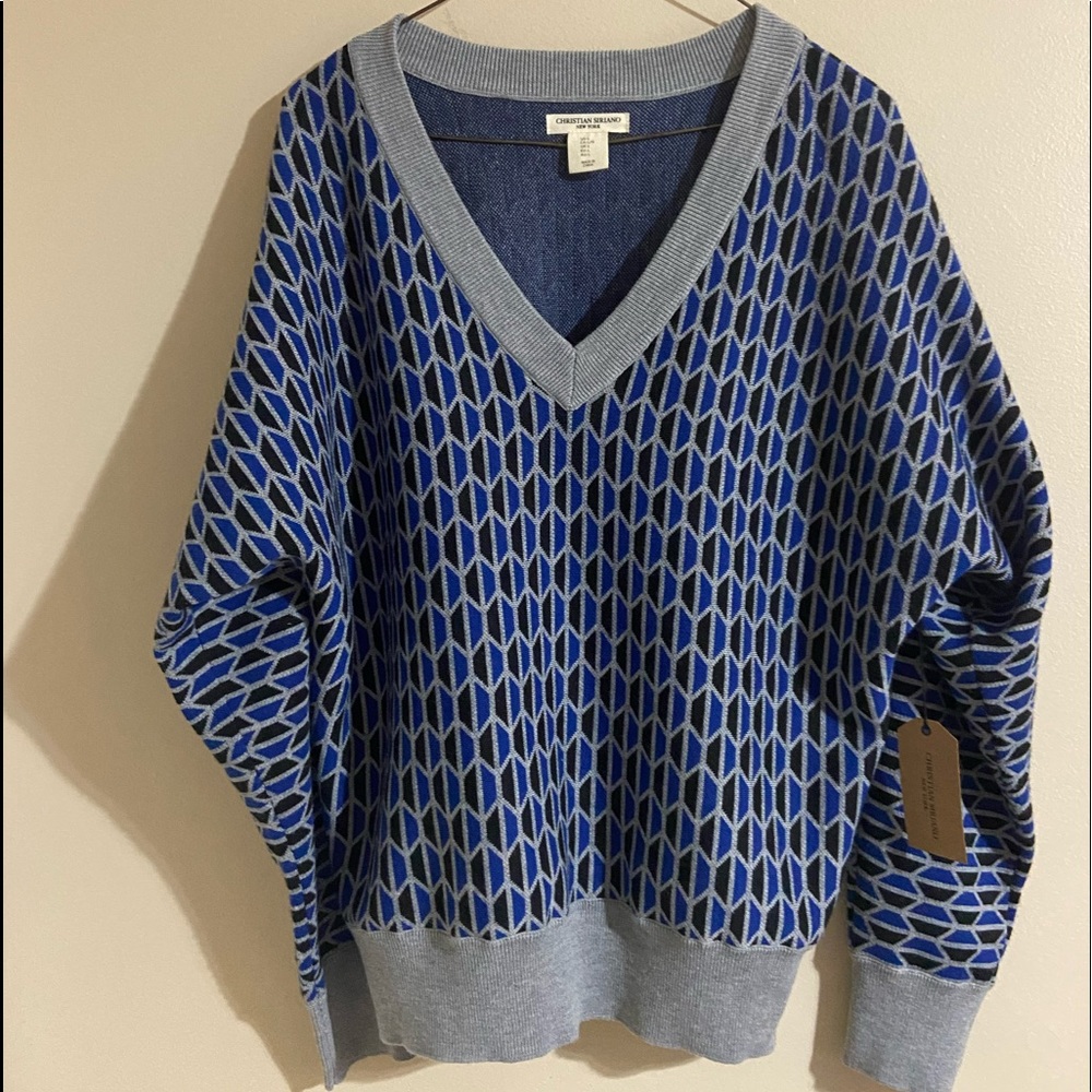 New blue grey pattern sweater
